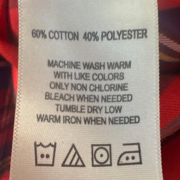 Foxcroft Plus Size Button Up Blouse Red Plaid Wrinkle Free Cotton Boxy Fit 18 - Picture 7 of 7